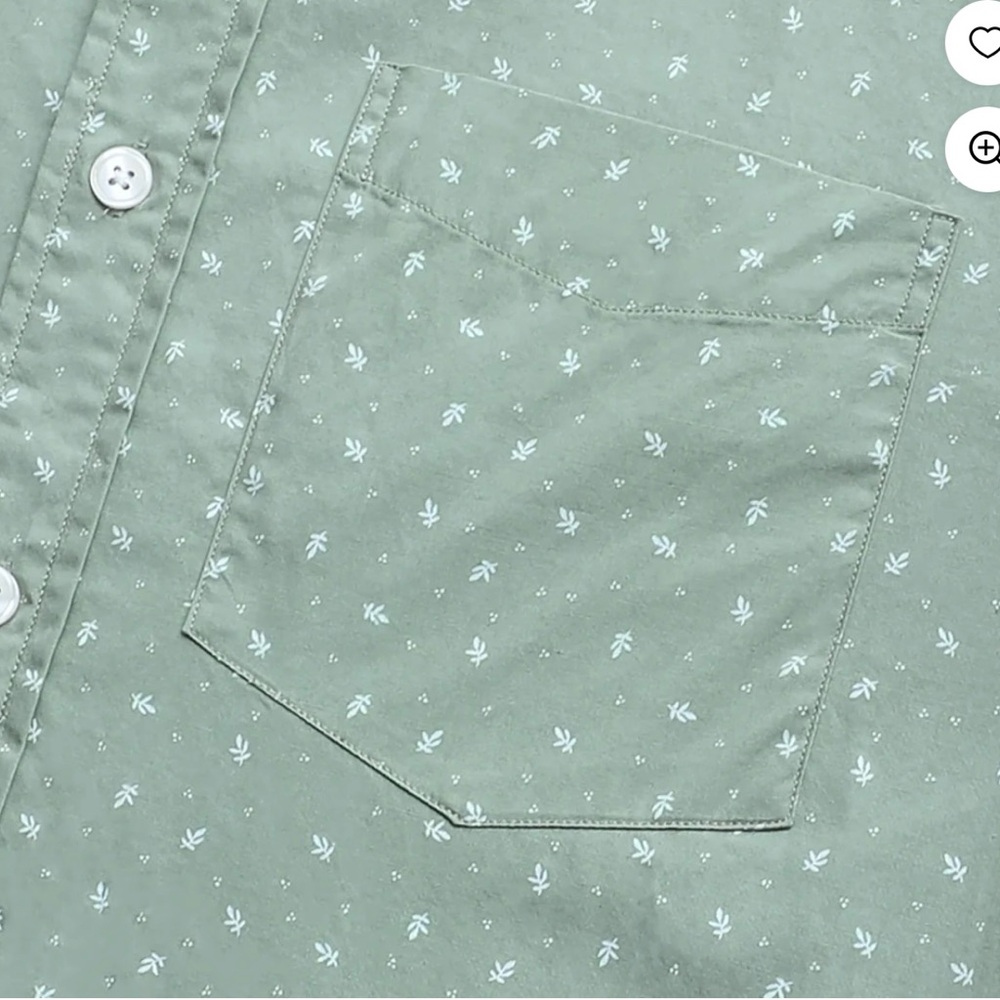 NWT Men's Green Patterned Short Sleeve Shirt - Picture 4 of 5
